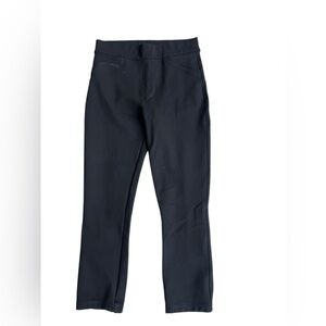 Spanx Women's Black Elastic Stretch Waist Mid-Rise Comfy Casual Cropped Pants